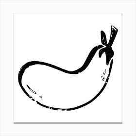 Eggplant. Ink texture doodle. Black and white illustration, Bauhaus Canvas Print