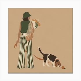 Flower Girl and Beagle Canvas Print