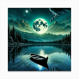 Moonlight In The Lake Canvas Print