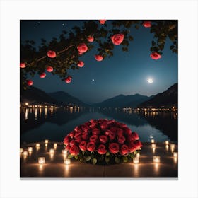 Roses At Night Canvas Print