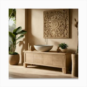 Ultra Realistic Photo Of Bali Inspired Cream Stone (28) Canvas Print