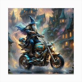 Wizard On A Motorcycle Canvas Print