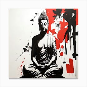 Serene Buddha Japanese Sumi-e Minimalist Zen Artwork Print Canvas Print