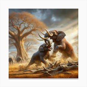 Elephants Fighting 5 Canvas Print