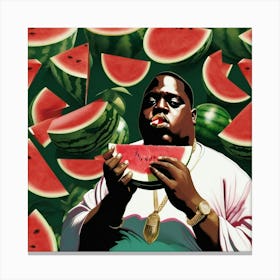 Notorious BIG eats a Watermelon Canvas Print