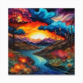 Sunset In The Valley Canvas Print