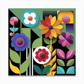 Flowers And Geometric Shapes Canvas Print