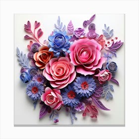 Paper Roses On White Background Canvas Print