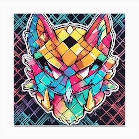 Vibrant Sticker Of A Plaid Pattern Mask And Based On A Trend Setting Indie Game 1 Canvas Print