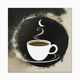 Hot smoking up from coffee cup to moon Canvas Print