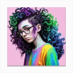 Rainbow Haired Girl Canvas Print