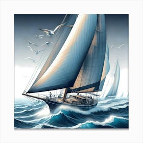 Sailing Ship In Rough Seas Canvas Print