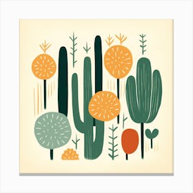 Rizwanakhan Simple Abstract Cactus Non Uniform Shapes Petrol 75 Canvas Print