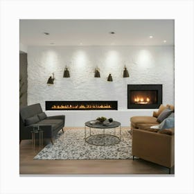 Modern Living Room With Fireplace 31 Canvas Print