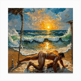 Shipwrecked: Castaway on the Beach Canvas Print