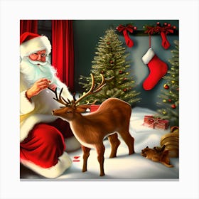 Santa Christmas Scene 1 Canvas Print