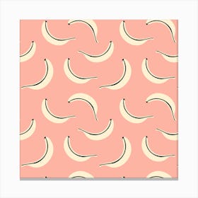 BANANA SMOOTHIE Fun Retro Fresh Tropical Fruit in Cream and Black on Pink Canvas Print