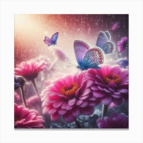 Butterfly In The Rain 2 Canvas Print