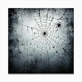 Art Grey Decor Design Halloween Horizontal Grunge Skittish Dark Spiders Web Net Silhouet (20) Canvas Print