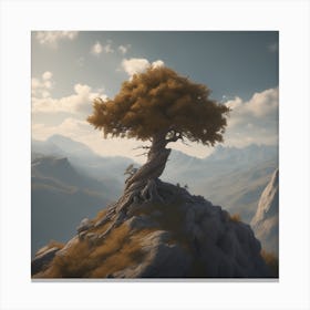 Tree On Top Of A Mountain 9 Canvas Print