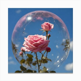 Pink Roses In A Bubble Canvas Print