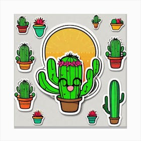 Cactus Stickers 1 Canvas Print