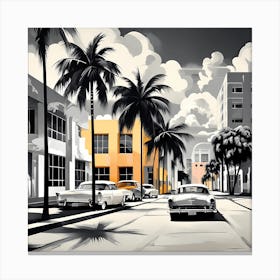 Miami Cityscape, Miami Cityscape, Grayscale art, 1324 Canvas Print