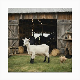 Goats In A Barn 1 Canvas Print