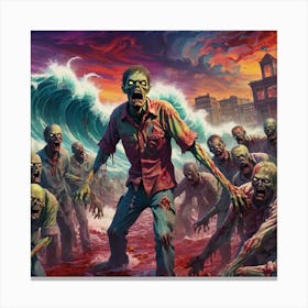 Zombies On The Beach 2 Canvas Print