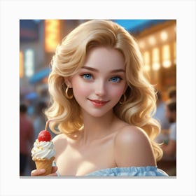 Ice Cream Girl 16 Canvas Print