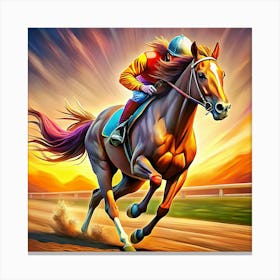 Racehorse Running On A Track Canvas Print