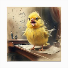 Bird On Piano Canvas Print