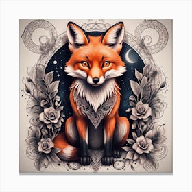 Fox In The Moonlight Canvas Print