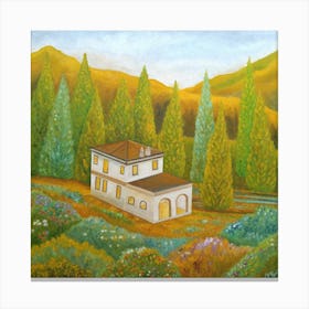House In The Woods Square Canvas Print
