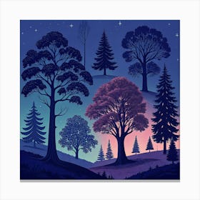 Night Sky With Trees Canvas Print