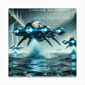 Cascade Sovereignty Scifi Aqua Drones Canvas Print