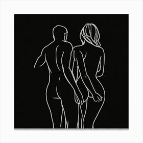 Nude Couple In Whitee LIne Canvas Print