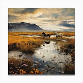 Horses In The Meadow Canvas Print