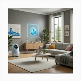 Living Room With A Robot Canvas Print