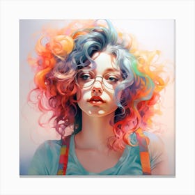 Girl With Colorful Hair 4 Canvas Print