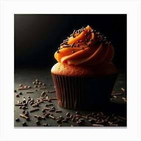 "Scrumptious Solitary Cupcake Still Life with Sprinkles Canvas Print