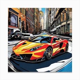 Sports Car In The City 1 Canvas Print