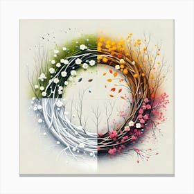 Autumn Leaves In A Circle Canvas Print