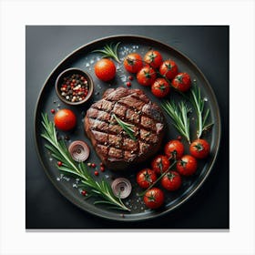 Steak With Tomatoes And Herbs Canvas Print