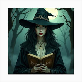 Flux Dev A Hauntingly Beautiful Illustration Of A Witch Shroud 3 Canvas Print