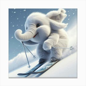 Elephant On Skis Canvas Print