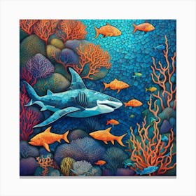 Sharks And Corals Canvas Print