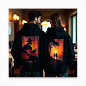 Sunset Couple Hoodie Stampe su tela