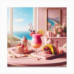 Pink Table Canvas Print