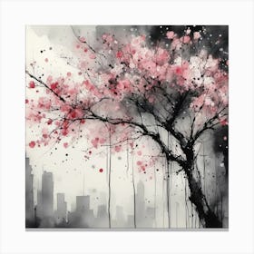 Cherry Blossoms Soaked In Spring Rain Canvas Print